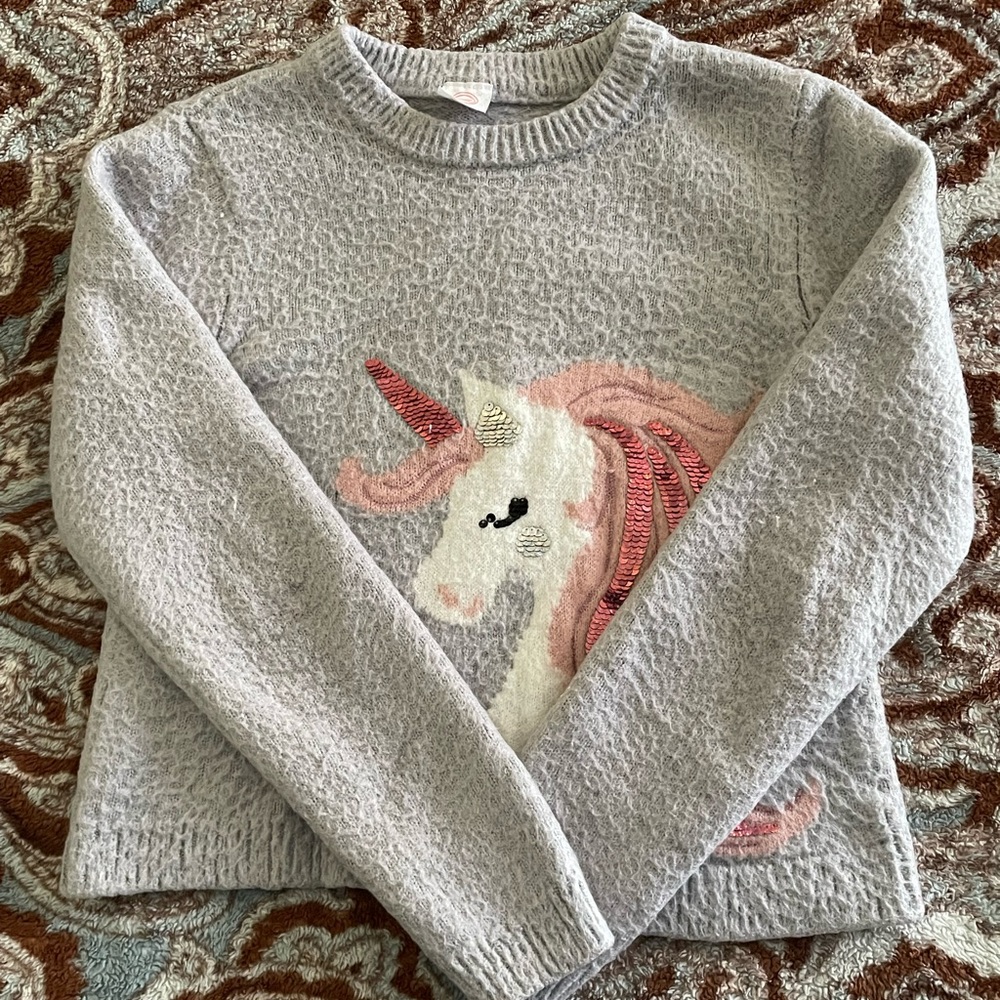 Wonder Nation Girls Flip Sequin Cropped Sweater